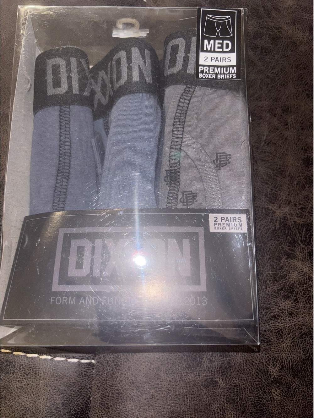 Dixxon Premium Boxer Briefs 2 Pack Gray Blue Mens Medium NIB Underwear